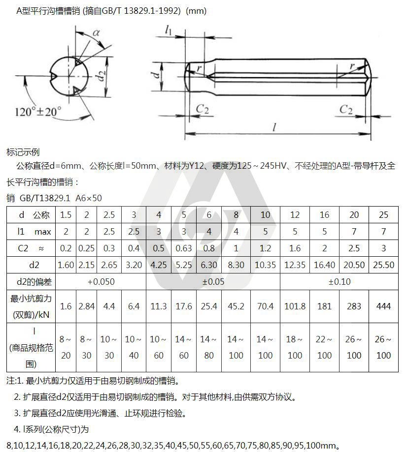 平行沟槽槽销